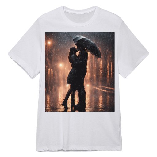 Romantic Rainy Day Bliss: Couple Under Umbrella Tee